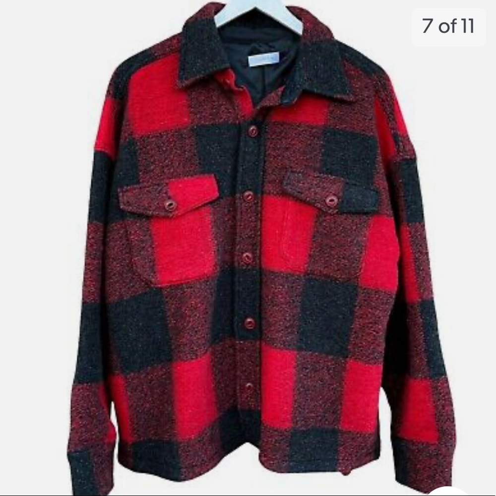 Anine Bing Bobbi Flannel Jacket in Red